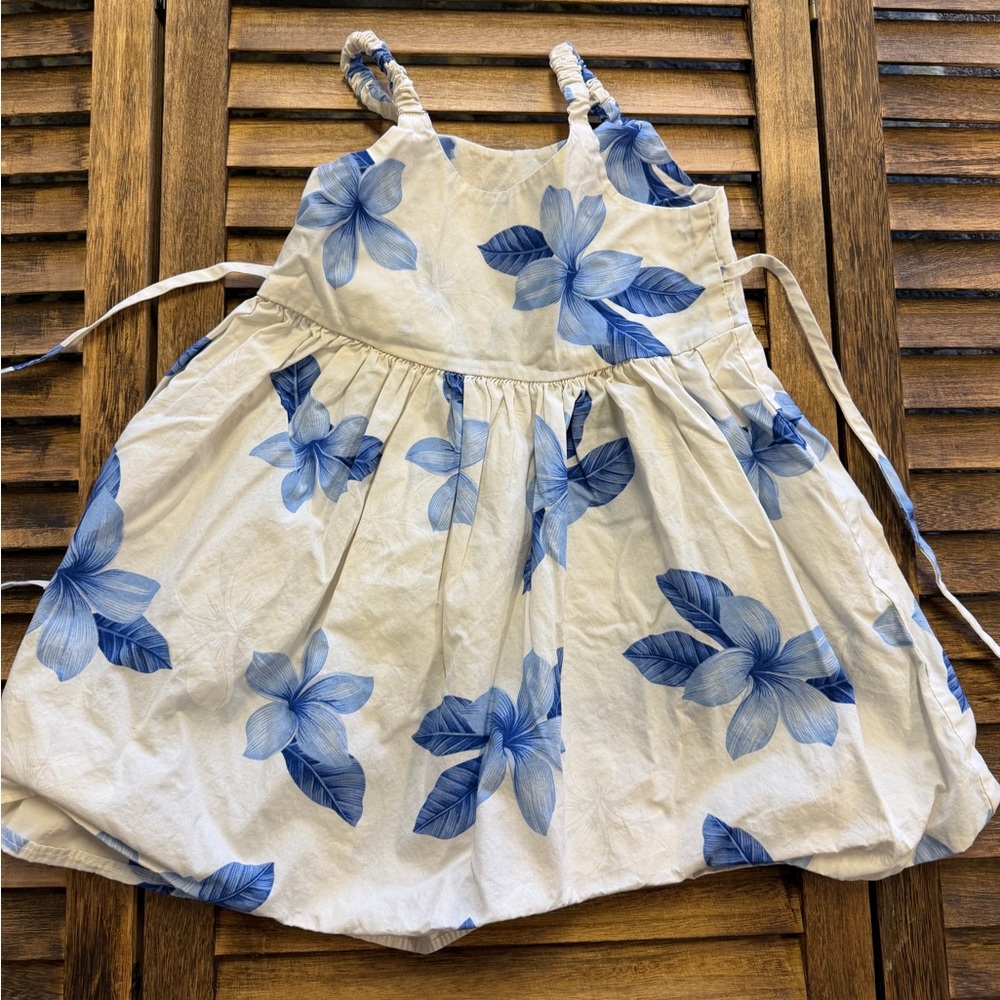 Aloha Hawaii Charming Luau Kids Dress with Blue Floral Pattern Size 5-6
